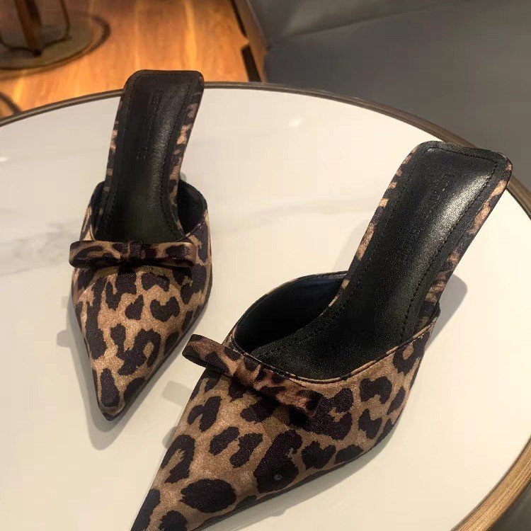 Ethnic Fashion In - women's leopard-print pointed high-heeled slippers fashion