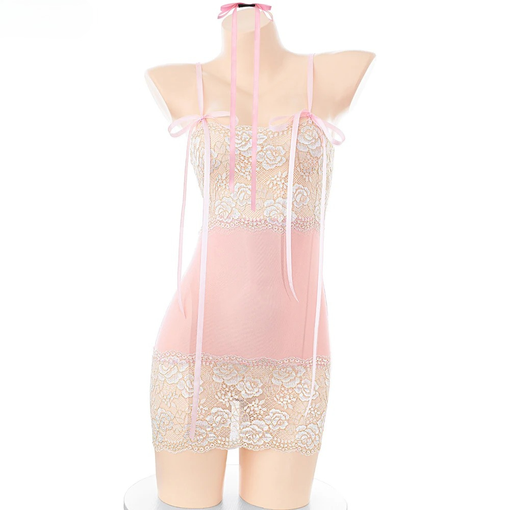 Ethnic Outfit - Sweet Girl Lace Flower Pink Dress