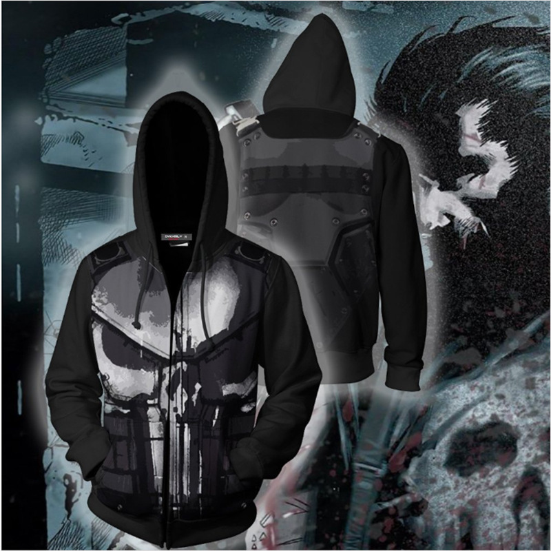 Haori Japanese Jacket - 3D Printed Punisher Zip-up Hoodie, AliExpress