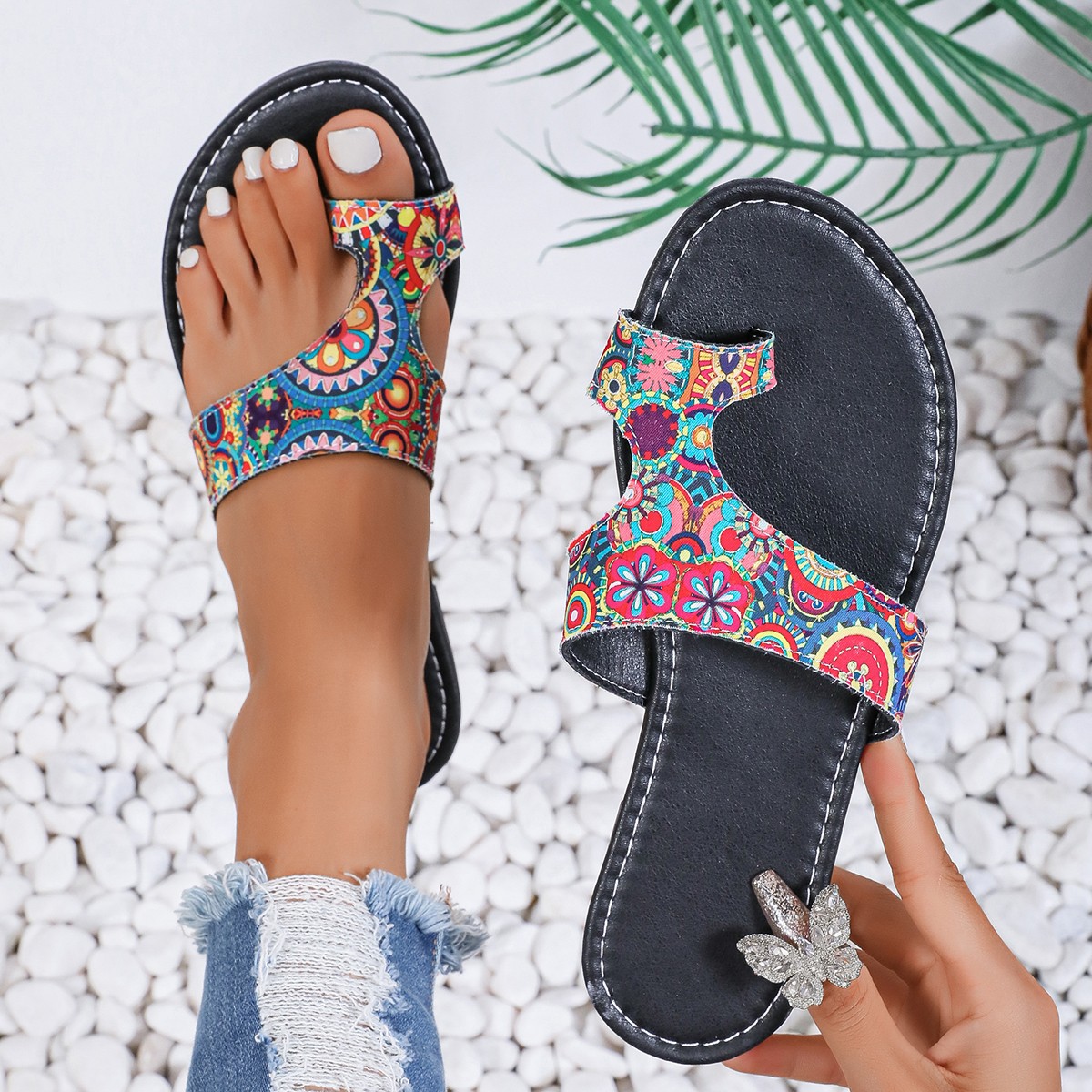 Women'S Ethnic Fashion Brands - Wide Width Ethnic Flat Sandals for