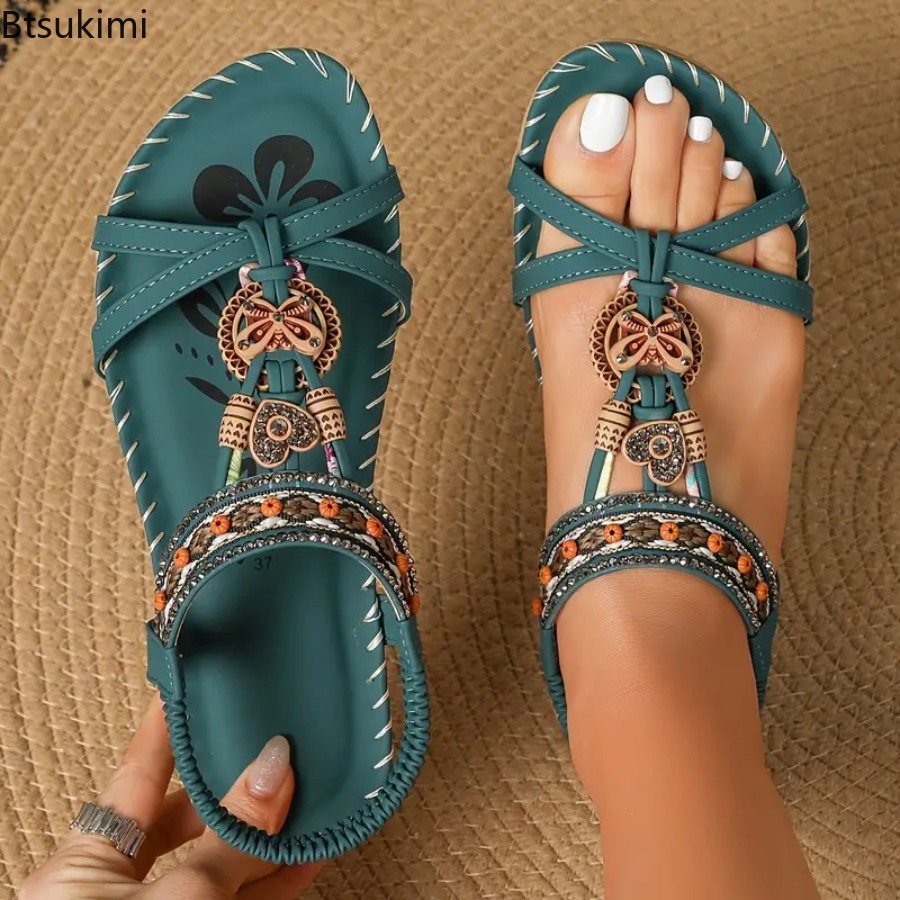 Ethnic Fashion In - Women Bohemian Sandals Outdoor Beach Dress