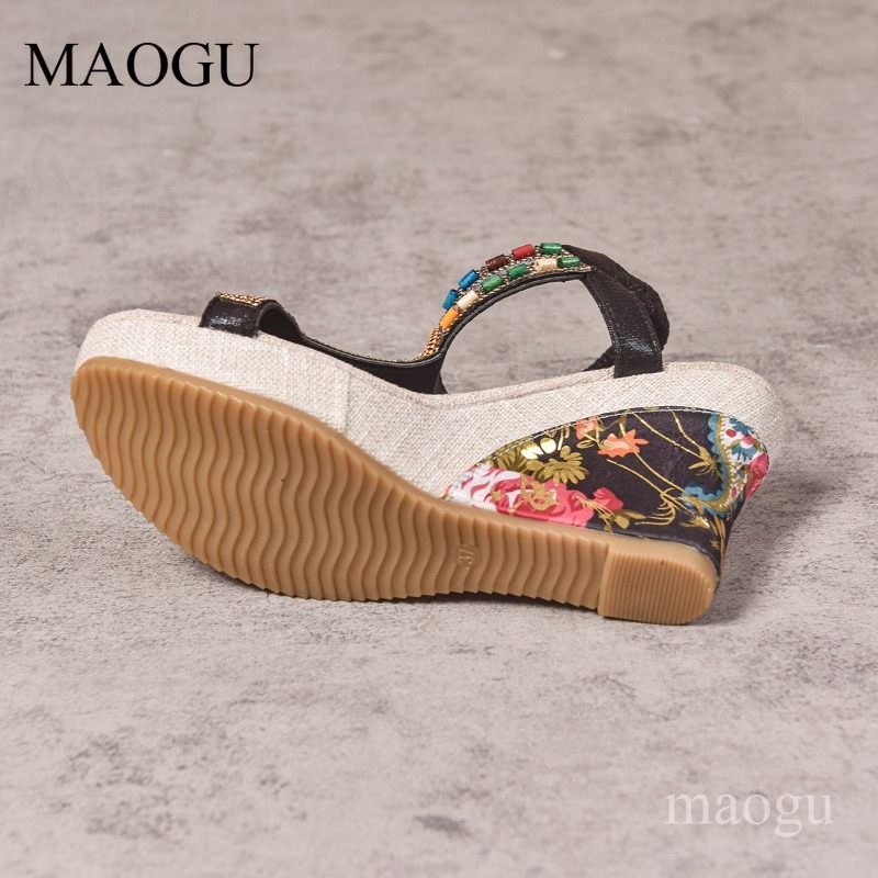 Boho Beaded Floral Wedge Sanda - đánh giá và giá Ethnic Modern Fashion
