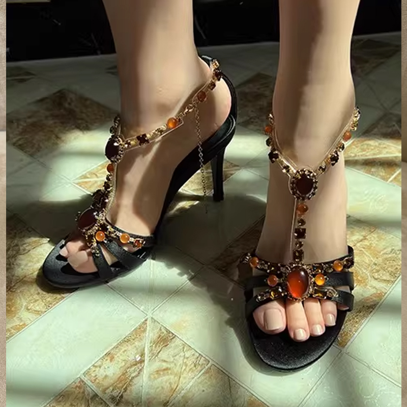 Rhinestone Open Toe Cross Stra - đánh giá và giá Ethnic Modern Fashion